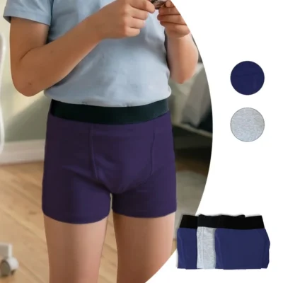 3 boxers absorbants fuites urinaires | 3 à 14 ans – couleurs au choix