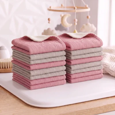 15 grandes lingettes lavables – Gaze de coton et pulpe de bambou