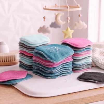 40 lingettes lavables en bambou – Douces et épaisses – coloris au choix