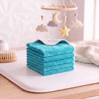 5 grandes lingettes lavables – Velours et pulpe de bambou – Coloris au choix
