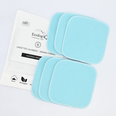6 grandes lingettes lavables bébé en bambou Double épaisseur – Opaline