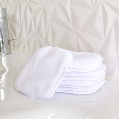 40 lingettes démaquillantes lavables en bambou – Blanc
