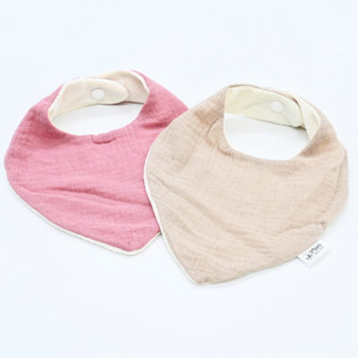 Lot de 2 bavoirs bandanas, idéal salive poussée dentaire – Gaze de coton et bambou – A choisir