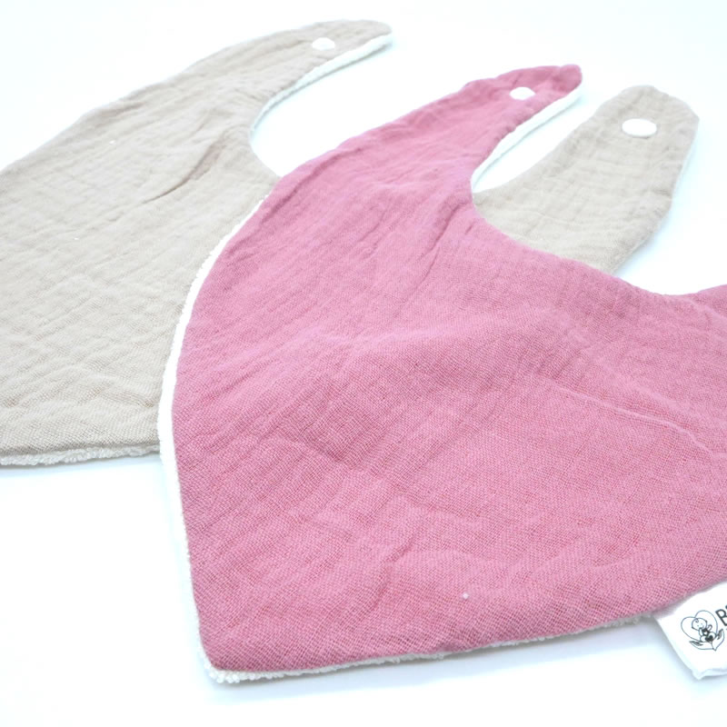 Lot de 2 bavoirs bandanas, idéal salive poussée dentaire - Gaze de coton et bambou - A choisir – Image 2