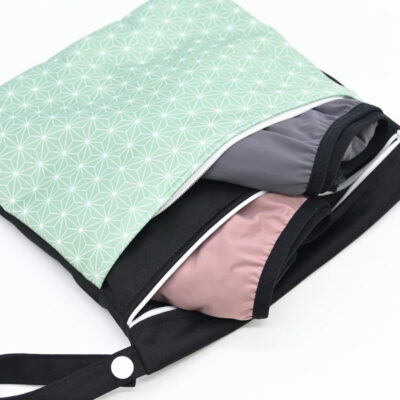 Pochette double (transport culotte menstruelle / serviette lavable) –  Asanoha Amande