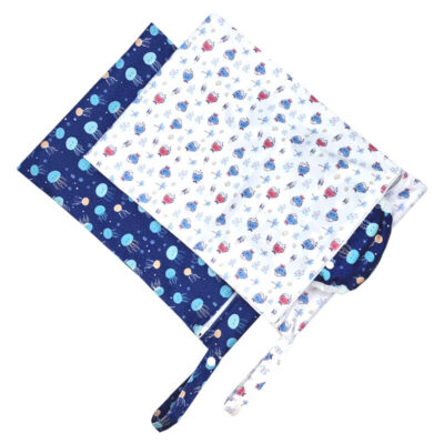 2 Sacs (M) zippés imperméables (Capacité 8-10 couches lavables) – Océan