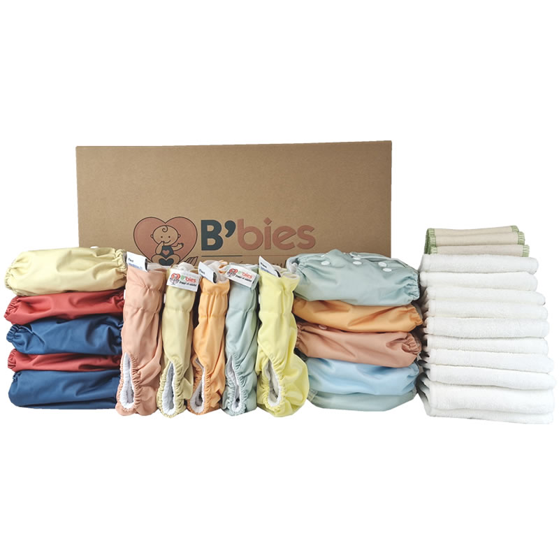 lot 25 couches lavables (inclus 25 inserts), modèle Tout-en-un (TE1) à séchage rapide – Image 3