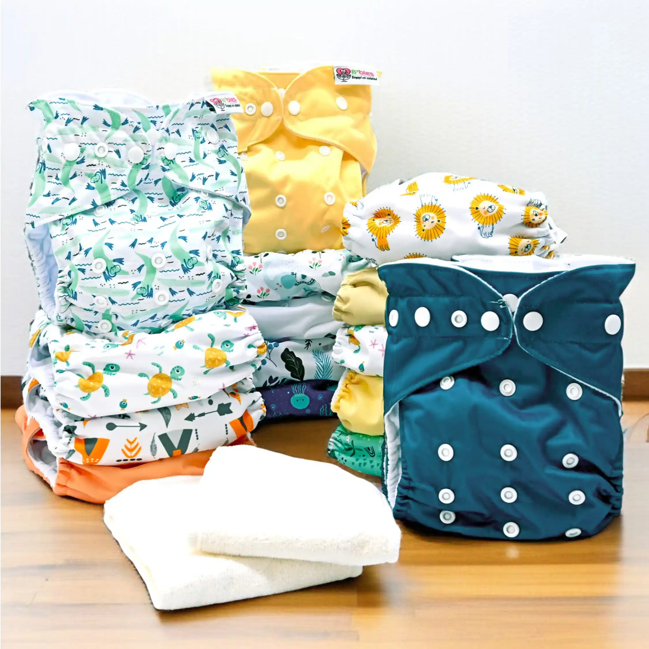 Lot 15 couches lavables Tout en un (TE1) Microfibre - Effet au sec