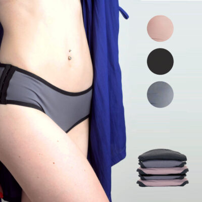 Pack 3 culottes menstruelles – modèle Mypads avec agrafes – Coloris au choix – taille 34 à 54