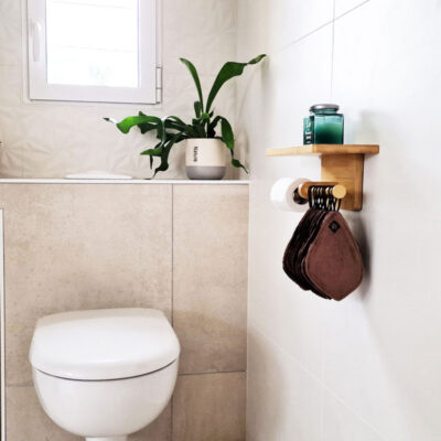 Papier toilette lavable – 5 Feuilles – Avec élastique d’accroche – Coloris au choix