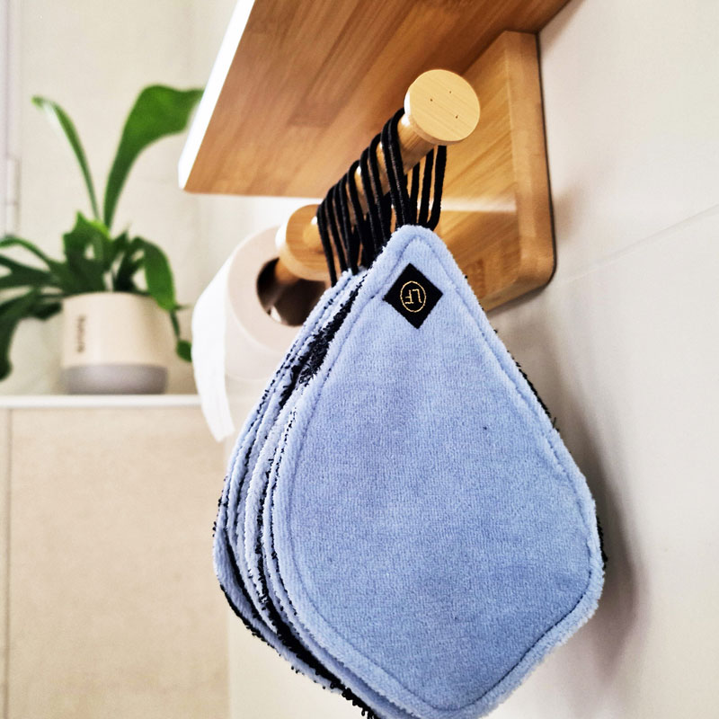 Papier toilette lavable - 5 Feuilles - Bleu de provence – Image 3