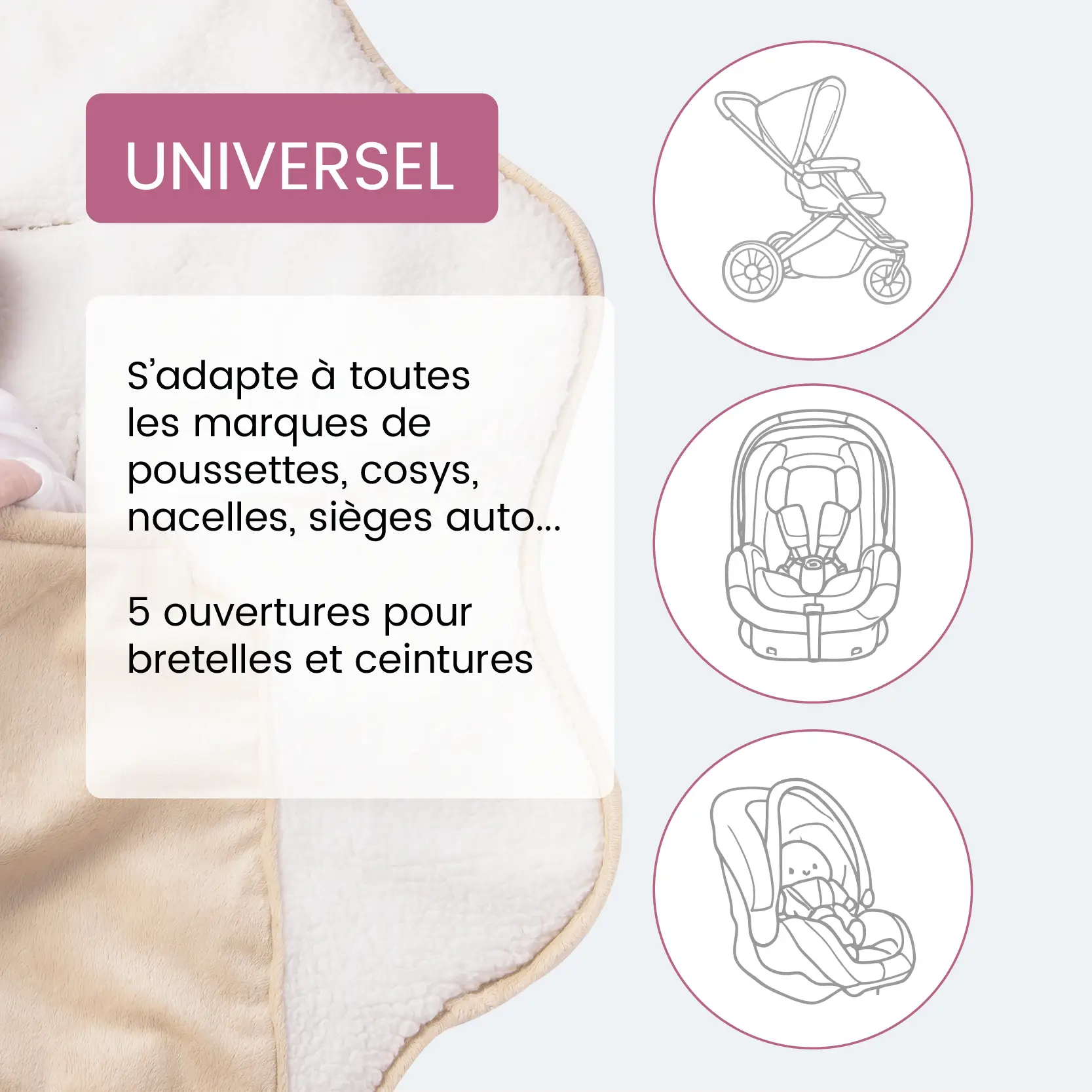 Nid d'ange universel - 0-6 mois - Lin minky (tout doux) – Image 2