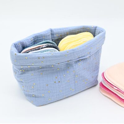 Panière lingettes taille L – Double gaze de coton.