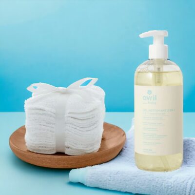 40 lingettes en bambou bio réutilisables + Nettoyant Avril