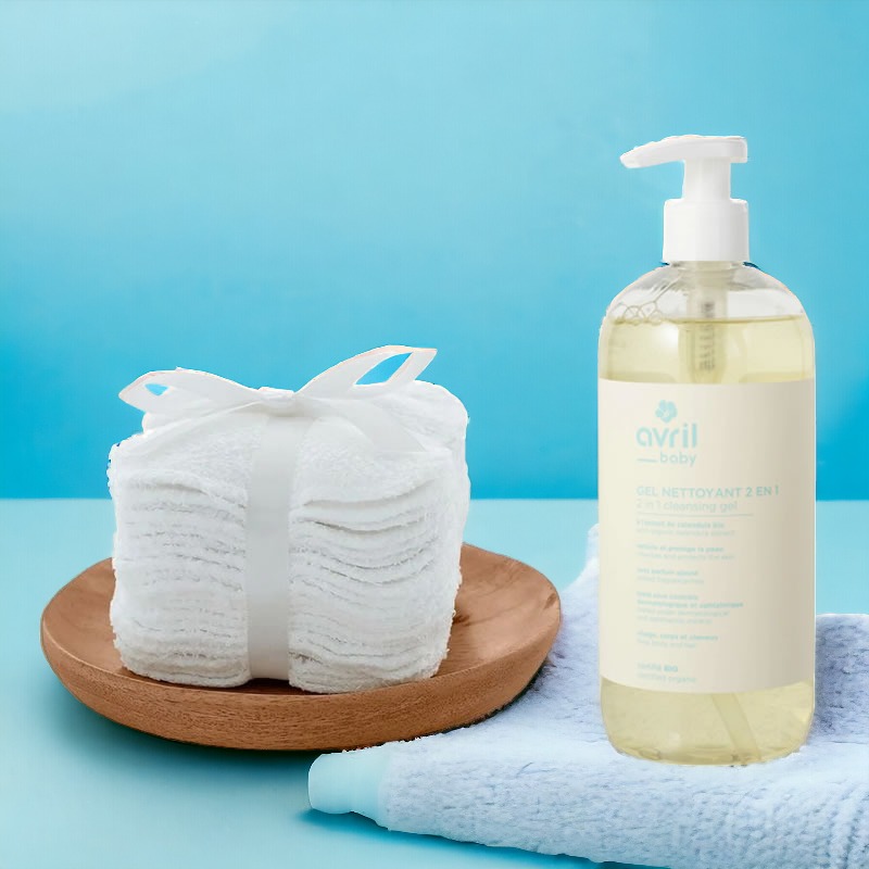 40 lingettes en bambou bio réutilisables + Nettoyant Avril