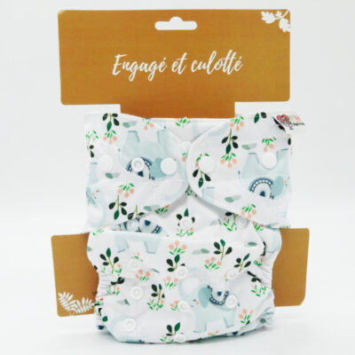 Couche lavable Te1 (Tout en Un) – Éléphant Tendresse