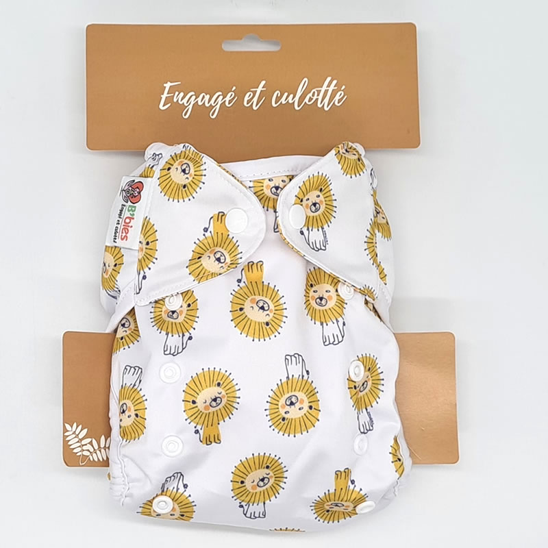 Couche lavable Te2 (Tout en Deux) bambou – Lion (Pressions)