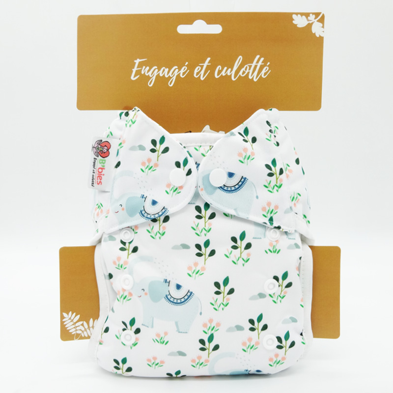 Couche lavable Te2 (Tout en Deux) bambou – Éléphant Tendresse