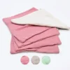5 grandes lingettes lavables - Gaze de coton et pulpe de bambou – Coloris au choix