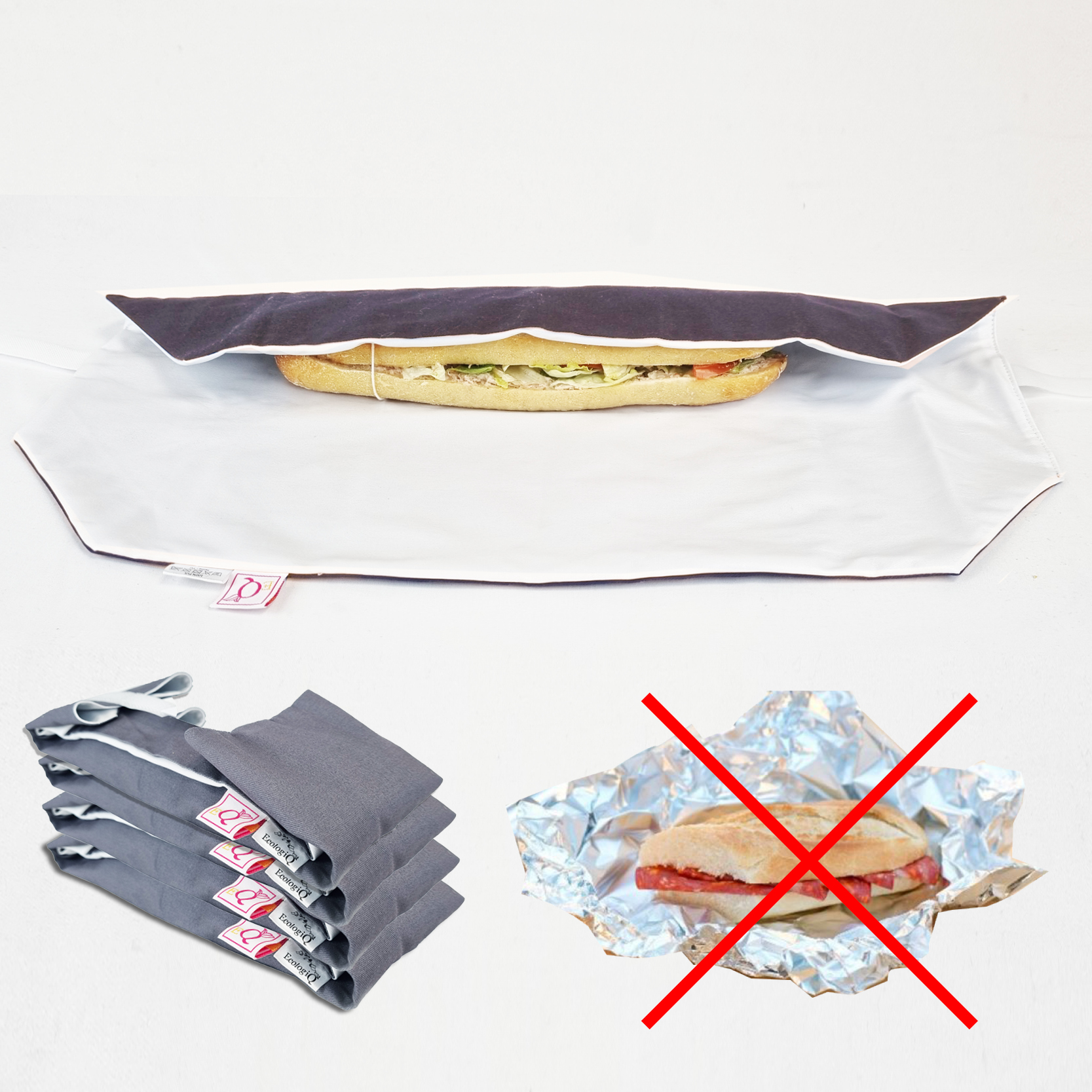 4 Emballages à Sandwich Réutilisables et Écologiques sans BPA. Pique-nique, gouter, travail nomade