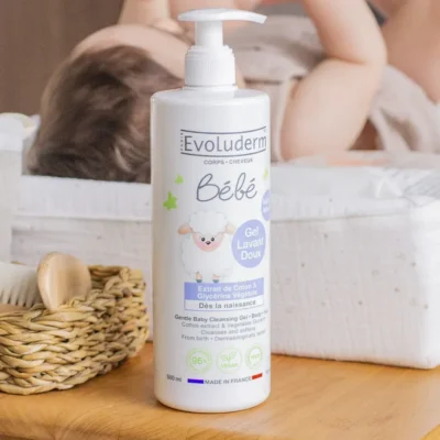 Gel lavant bébé – cheveux/corps – (500ml) – Evoluderm