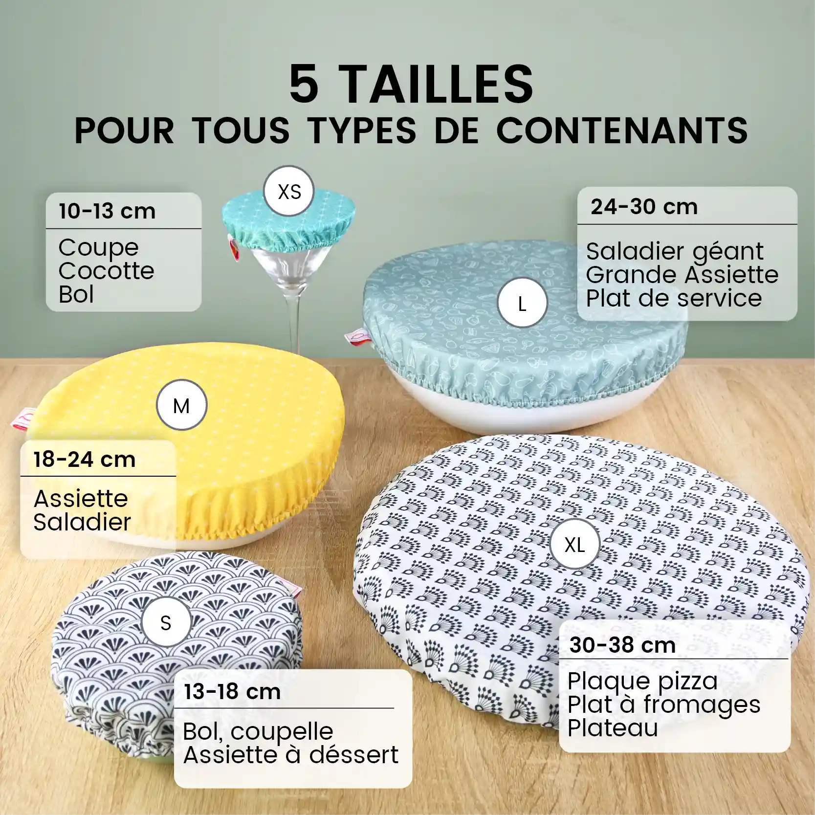 1 Couvre Coupe à dessert – couvre plat en tissu – 10 à 13 cm (XS) - Coloris aléatoire **Produit déclassé** – Image 10