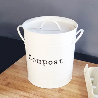 Seau à compost de cuisine 3,2L – Intérieur amovible – Blanc