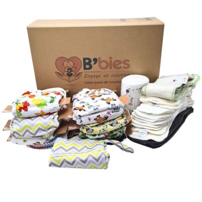 Pack découverte ou à offrir – Couches Lavables de 3 à 17 kg – 25 pcs