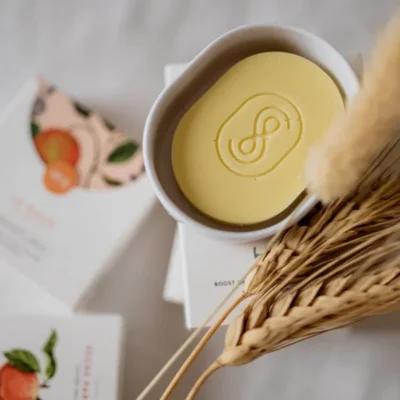 Lotion solide pour le corps – pêche – Savon Stories
