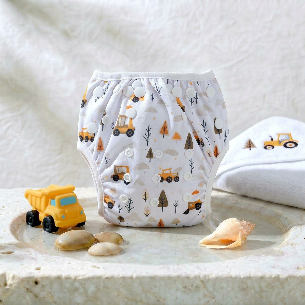 Couche de bain lavable – Tracteur