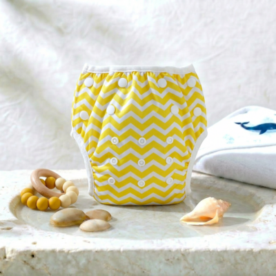 Couche de bain lavable – Zigzag jaune