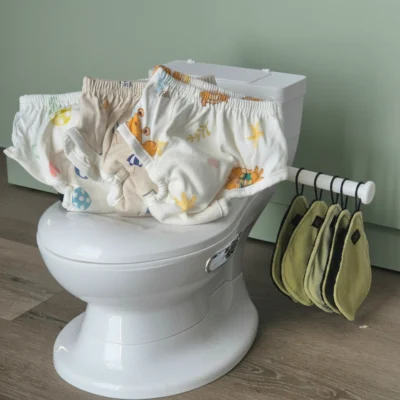 Routine apprentissage de la propreté (toilettes, culottes d&rsquo;apprentissage, papier toilette lavable)