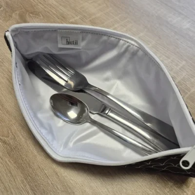 Pochette à couverts réutilisable (fermeture éclair) – Modèle à choisir