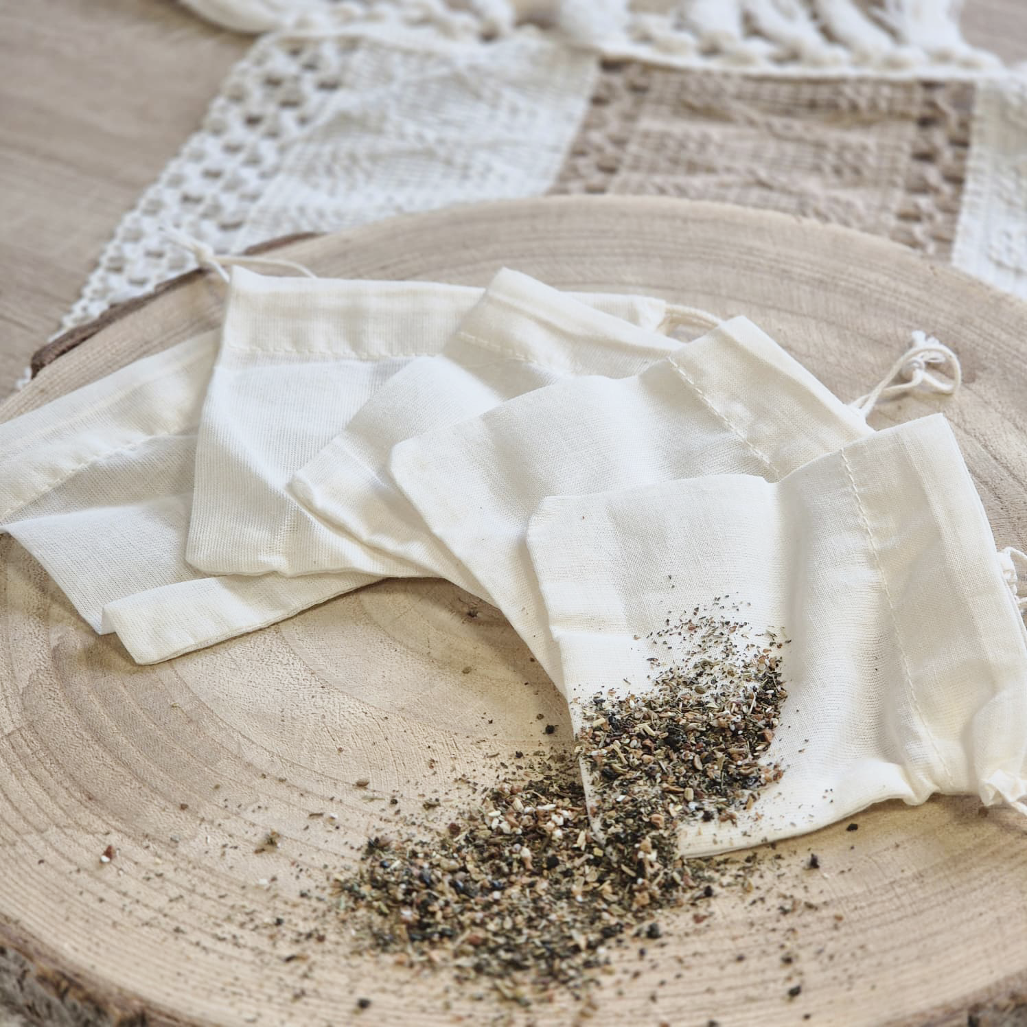 5 sachets de thé en coton bio réutilisables - Ecodis