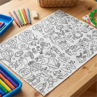 2 Sets de table à colorier lavables (40 x 30 cm) – Coloris à choisir